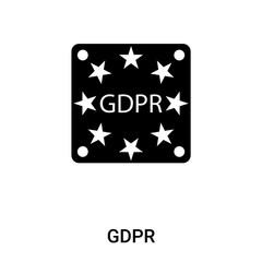 GDPR icon vector isolated on white background, logo concept of GDPR sign on transparent background, black filled symbol