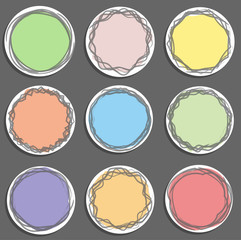 colorful art draw sticker tag label set on gray background