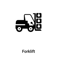 Forklift icon vector isolated on white background, logo concept of Forklift sign on transparent background, black filled symbol