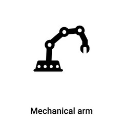 Mechanical arm icon vector isolated on white background, logo concept of Mechanical arm sign on transparent background, black filled symbol