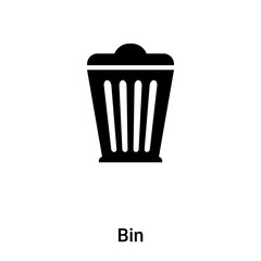 Bin icon vector isolated on white background, logo concept of Bin sign on transparent background, black filled symbol