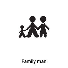 Family man icon vector isolated on white background, logo concept of Family man sign on transparent background, black filled symbol