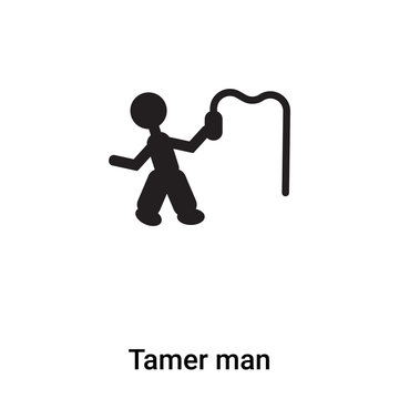 Tamer man icon vector isolated on white background, logo concept of Tamer man sign on transparent background, black filled symbol