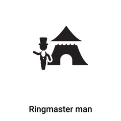 Ringmaster man icon vector isolated on white background, logo concept of Ringmaster man sign on transparent background, black filled symbol