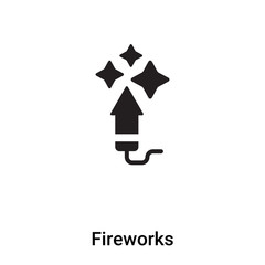Fireworks icon vector isolated on white background, logo concept of Fireworks sign on transparent background, black filled symbol