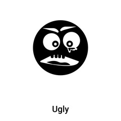 Ugly icon vector isolated on white background, logo concept of Ugly sign on transparent background, black filled symbol