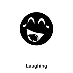 Laughing icon vector isolated on white background, logo concept of Laughing sign on transparent background, black filled symbol