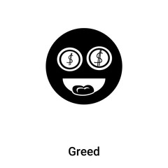 Greed icon vector isolated on white background, logo concept of Greed sign on transparent background, black filled symbol