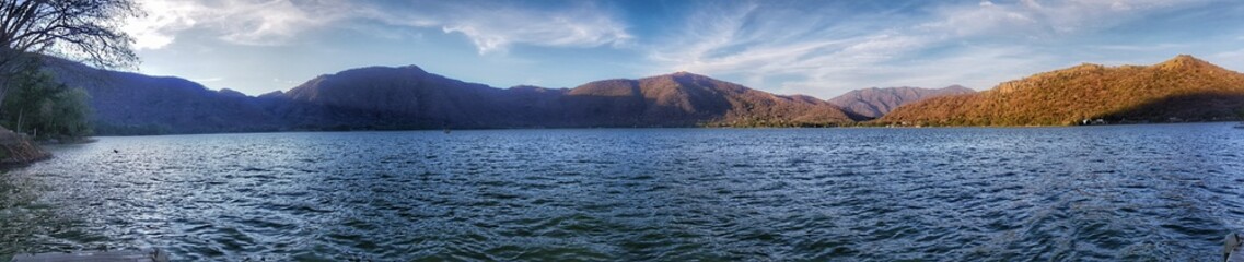 crater lake in mountains valley in mexico countryside