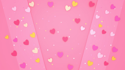 Paper hearts background. 3d rendering picture.