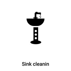 Sink cleanin icon vector isolated on white background, logo concept of Sink cleanin sign on transparent background, black filled symbol