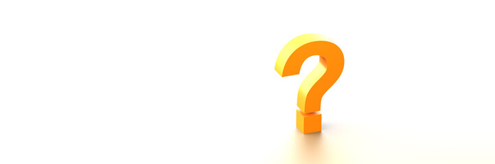 Yellow question mark background with empty space on left side. 3D Rendering.