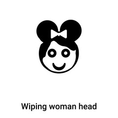 Wiping woman head icon vector isolated on white background, logo concept of Wiping woman head sign on transparent background, black filled symbol