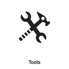 Tools icon vector isolated on white background, logo concept of Tools sign on transparent background, black filled symbol