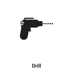 Drill icon vector isolated on white background, logo concept of Drill sign on transparent background, black filled symbol