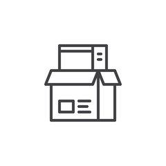 Office box outline icon. linear style sign for mobile concept and web design. Box with documents folder simple line vector icon. Symbol, logo illustration. Pixel perfect vector graphics