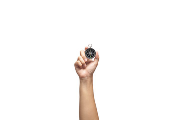 Hand holding compass