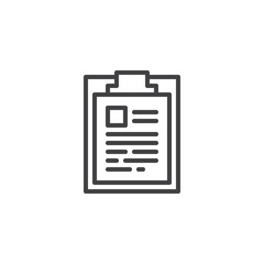 Clipboard Document outline icon. linear style sign for mobile concept and web design. Reporting simple line vector icon. Symbol, logo illustration. Pixel perfect vector graphics