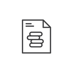 Paper Document File outline icon. linear style sign for mobile concept and web design. Statistic graph bars simple line vector icon. Symbol, logo illustration. Pixel perfect vector graphics