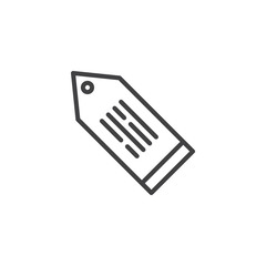 Tag with text outline icon. linear style sign for mobile concept and web design. Label simple line vector icon. Price tag symbol, logo illustration. Pixel perfect vector graphics