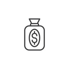 Dollar money bag outline icon. linear style sign for mobile concept and web design. Money sack simple line vector icon. Symbol, logo illustration. Pixel perfect vector graphics