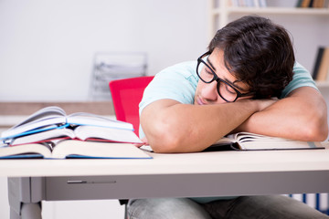 Young handsome student preparing for school exams
