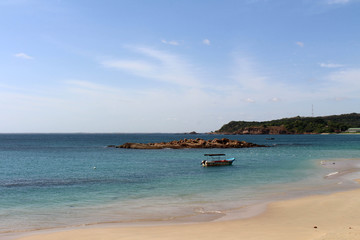 The boats are lining in the quiet sea of Dutch Bay in Trincomalee