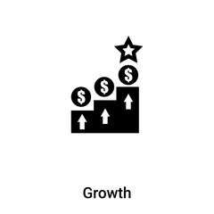 Growth icon vector isolated on white background, logo concept of Growth sign on transparent background, black filled symbol