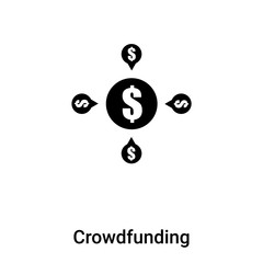 Crowdfunding icon vector isolated on white background, logo concept of Crowdfunding sign on transparent background, black filled symbol