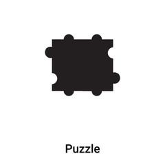 Puzzle icon vector isolated on white background, logo concept of Puzzle sign on transparent background, black filled symbol