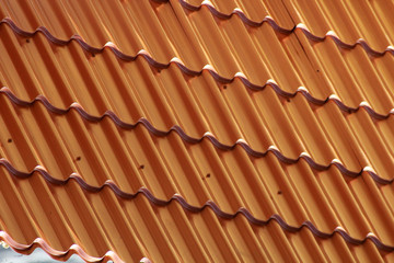 Obraz na płótnie Canvas Brown metal roof, metal tile.