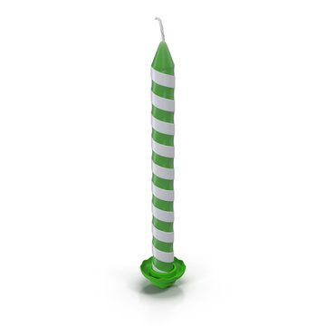 Green Birthday Candle on white. 3D illustration