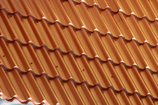 Brown metal roof, metal tile.
