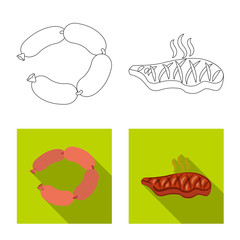 Isolated object of meat and ham icon. Set of meat and cooking vector icon for stock.