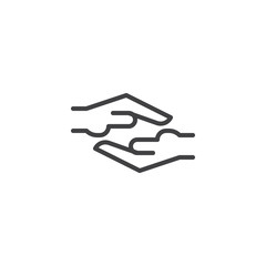 Helping hands outline icon. linear style sign for mobile concept and web design. human hands line vector icon. Symbol, logo illustration. Pixel perfect vector graphics