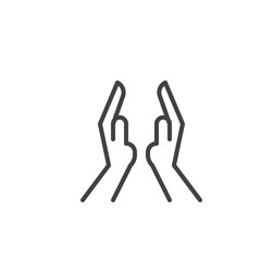Obraz premium Praying hands outline icon. linear style sign for mobile concept and web design. Applause line vector icon. Symbol, logo illustration. Pixel perfect vector graphics