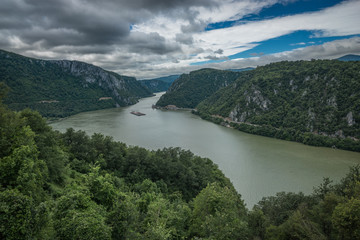 Obraz na płótnie Canvas Panoramic view of the Danube River from Golo Brdo, Serbia