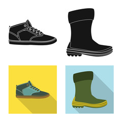 Vector design of man and foot symbol. Set of man and wear stock vector illustration.