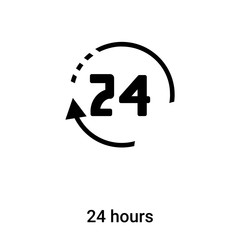 Fototapeta premium 24 hours icon vector isolated on white background, logo concept of 24 hours sign on transparent background, black filled symbol