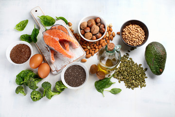 Foods Highest in Omega 3 Fatty Acids - obrazy, fototapety, plakaty