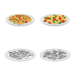 Vector design of pasta and carbohydrate symbol. Set of pasta and macaroni stock vector illustration.