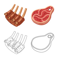 Isolated object of meat and ham logo. Set of meat and cooking vector icon for stock.