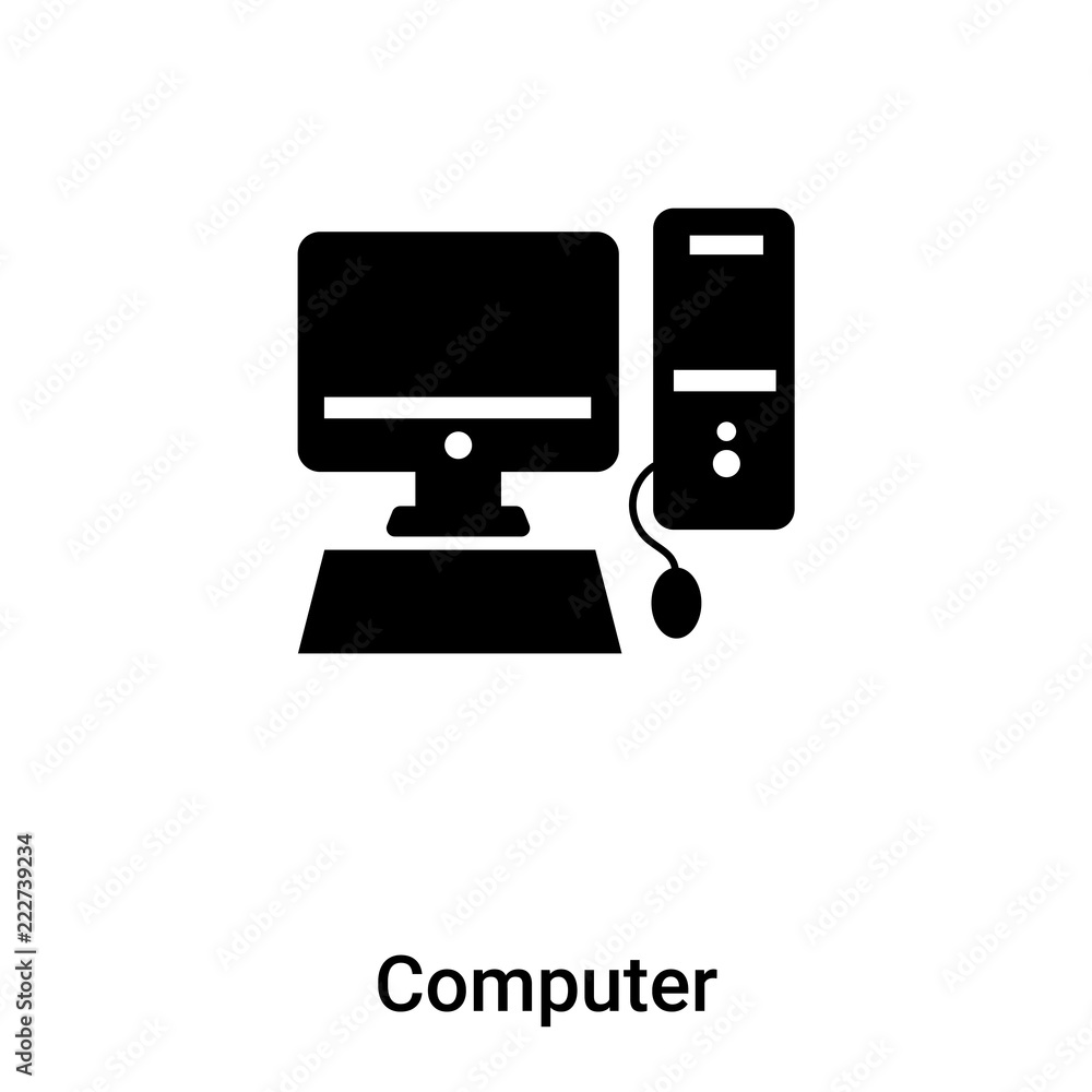 Poster computer icon vector isolated on white background, logo concept of computer sign on transparent back