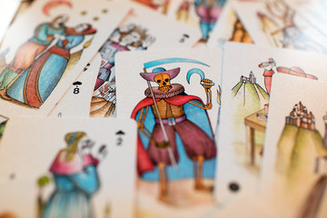 Background of scattered tarot cards - obrazy, fototapety, plakaty