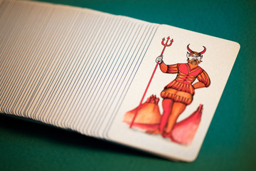 Pack of pictorial Tarot cards with the Devil