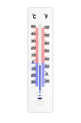 Meteorology thermometer isolated on white background. Air temperature minus 3 degrees celsius