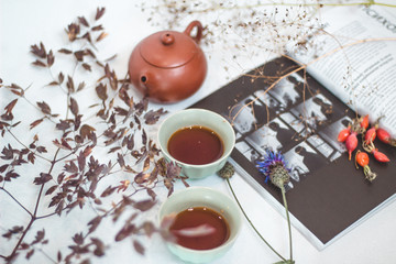 The tea ceremony and reading books