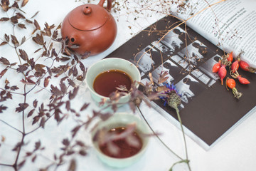 The tea ceremony and reading books