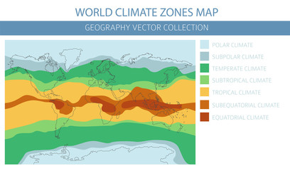 World climate zones map elements. Build your own geography info graphic collection