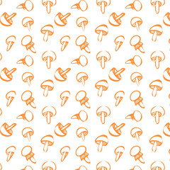 Seamless pattern with mushrooms on the background